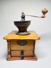 Vintage Manual Coffee Grinder Wooden Box Metal Bowl I   D Decorative