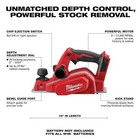 Milwaukee M18 3 1 4 In Handheld Planer - Red black gray  2623-20 