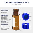 2ml Amber clear Autosampler Vials 9-425 Pre-slit Screw Caps Blue Ptfe Lab
