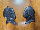 Vintage George   Martha Washington Cast Iron Silhouettes Wall Hanging Decor