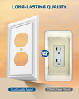 Dewenwils 4 Pack  Outlet Cover Plate  White Outlet Covers Metal Outlet Covers 