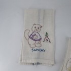 Vtg Kitchen Dish Towels Kittens Days Of The Week Hand Embroidered Cats Chores