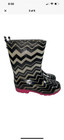 Capelli Kids New York Jelly Rain Boots Girls Size 1 -2 Black Beige Chevron