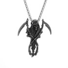 Grim Reaper Scythe Jewelry Vintage Silvery Death Angel Pendant Necklace