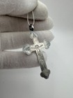 Antique Imperial Russian 84 Silver Orthodox Cross Pendant C 1850  3 7g