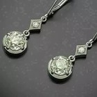 Vintage Art Deco Style Lab Created Diamond Engagement 14k White Gold Fn Earrings
