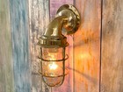 Maritime Salvaged Brass Swan Neck Passageway Bulkhead Wall Mount Light Nautical