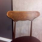 Vintage Mid-century Modern Hartfield Industries Dining Chair Wood   Black Vinyl 