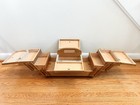 Vintage Sewing Box Accordion Wooden Fold Out Dovetail Joint Made In Romania Read