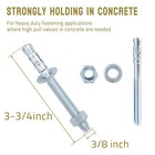 3 8  X 3-3 4  Wedge Anchor  Concrete Anchors Zinc Plated  Heavy Duty Expansio   