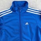 Adidas Youth Small Y2k Blue White Long Sleeve Pop Collar Zip Up Track Jacket
