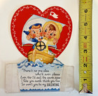Vtg Valentine A-meri-card Card Mechanical  Boy And Girl In Boat Sailing