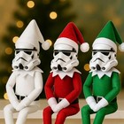 Christmas Stormtrooper Style Elf Doll Holiday Shelf Sitter Plush Decoration