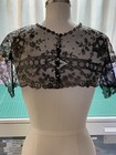 Antique Chantilly Lace Black Bertha Collar 1880-1890s 