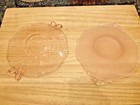 Vtg Pink Depression Era Handled Tidbit Trays