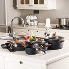 12 Pieces Kitchen Pots   Pans Set Nonstick Cookware Set Granite Coated With Lids