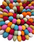 12 Ft  String Of Vintage Handmade Colorful Felt Ball Garland - 147  Long 