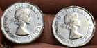 1953   1954 Canada Nickels  5 Cents  Canadian Five Cents  2 Coins  