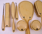 9 Set Art Deco French Ivory Celluloid Vanity Dresser Set - Antique Orig C 1920 s