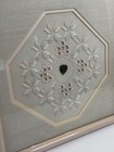 Handmade Hardanger Embroidery Framed Wall Art Cutwork Lace Heart Charm 12   x12   