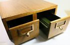 Antique Oak Double Drawer Card File Cabinet original Hardware     Refinished