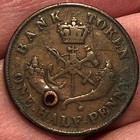 1857 Canadian Provinces Bank Of Upper Canada One Half Penny Token - Vf