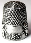 Antique Simons Bros  Sterling Silver Thimble     cupid     Cherubs   Flowers  C1910s
