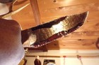 Large Triple Flow Obsidian Bowie Knife W Elk Antler   Walnut End Cap Handle