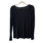 James Perse Long Sleeve Top Scoop Neck Sheer Slub Black Shirt Sz M Cotton Modal