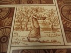Antique Victorian 1881 6  Tile T   R Boote Kate Greenaway Seasons Autumn Red