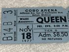 Queen 1977 Unused Concert Ticket Cheap Trick Cobo Arena Detroit Freddie Mercury
