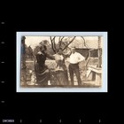 Old Vintage Photo Trio Affectionate Man Women In Yard Outside House Snapshot