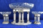 Antique 1872 Austro Hungarian 800 Silver Crystal Columns Centerpiece Epergne Set