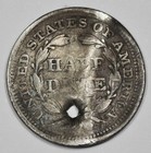 1856 Seated Liberty Half Dime   Vf Detail   Holed   212292