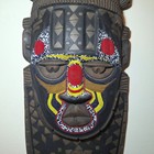 Hand Carved Wood Tribal Mask Benin Africa  Bronze   Beads Details  Large 26 