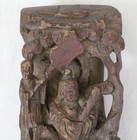 Antique Chinese Large Carved Wood Architectural Panel Fragment Pair Figural Bird