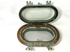 Vintage Solid Brass Complete Oval Porthole Window W  Screen  Ornate Trim Piece