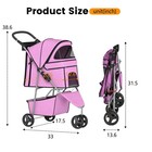 New 3 Wheel Pet Stroller Folding Dog Cat Carrier W  Cup Holder Pink