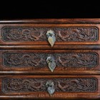 11 8  Old Chinese Huali Wood Carved Dragon Beast Statue Furniture Cabinet