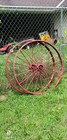 Pair Vintage-antique Cast Iron Wagon Wheels 51  Diameter 18 Spokes