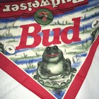 Vintage 1995 Bud Budweiser Frogs Red 21    Bandana Anheser Busch