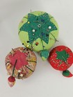 3 Pc Vintage Pin Cushions Rare Green Tomato Sewing Accessory