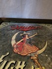 Vtg 1979 Miller High Life Beer Girl On Moon Bar Mirror Sign Wood Frame 18x 18 