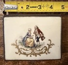 Antique Porcelain Plaque Tile     Victorian Romantic Courting Scene W  Gilt 