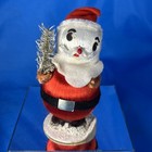 Vintage Christmas Snowman And Santa Satin Ball Figure 6   Original Accessories