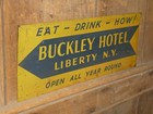 Rare Old Original Buckley Hotel  Liberty N y  Metal Arrow Sign Vintage Antique