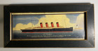 Vintage 1970s Ss Mauretania Maritime Ship Wood Board Wall Print Wood Frame Rare 