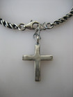 Sterling Silver Religious Christian Cross Charm 7  Chain Bracelet