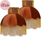 1 Caramel-colored Velvet Fringe Lampshade 7 8  Top X 17 7  Bottom X 13 4  High X