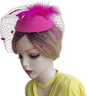 Fascinator Hats For Women Tea Party Veil Feather Fancy Pillbox Hat 20s 50s